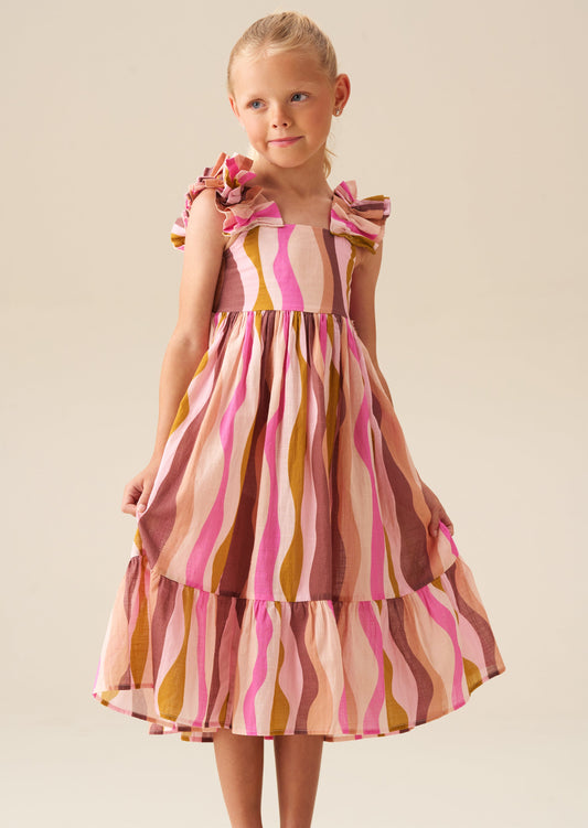 Girls Wave Print Summer Maxi Dress | Angel & Rocket