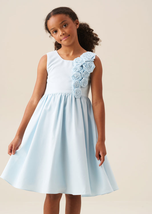Girls Blue Flower Corsage Occasion Dress | Angel & Rocket