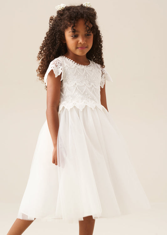 Classic Lace Ivory Flower Girl Dress | Angel & Rocket