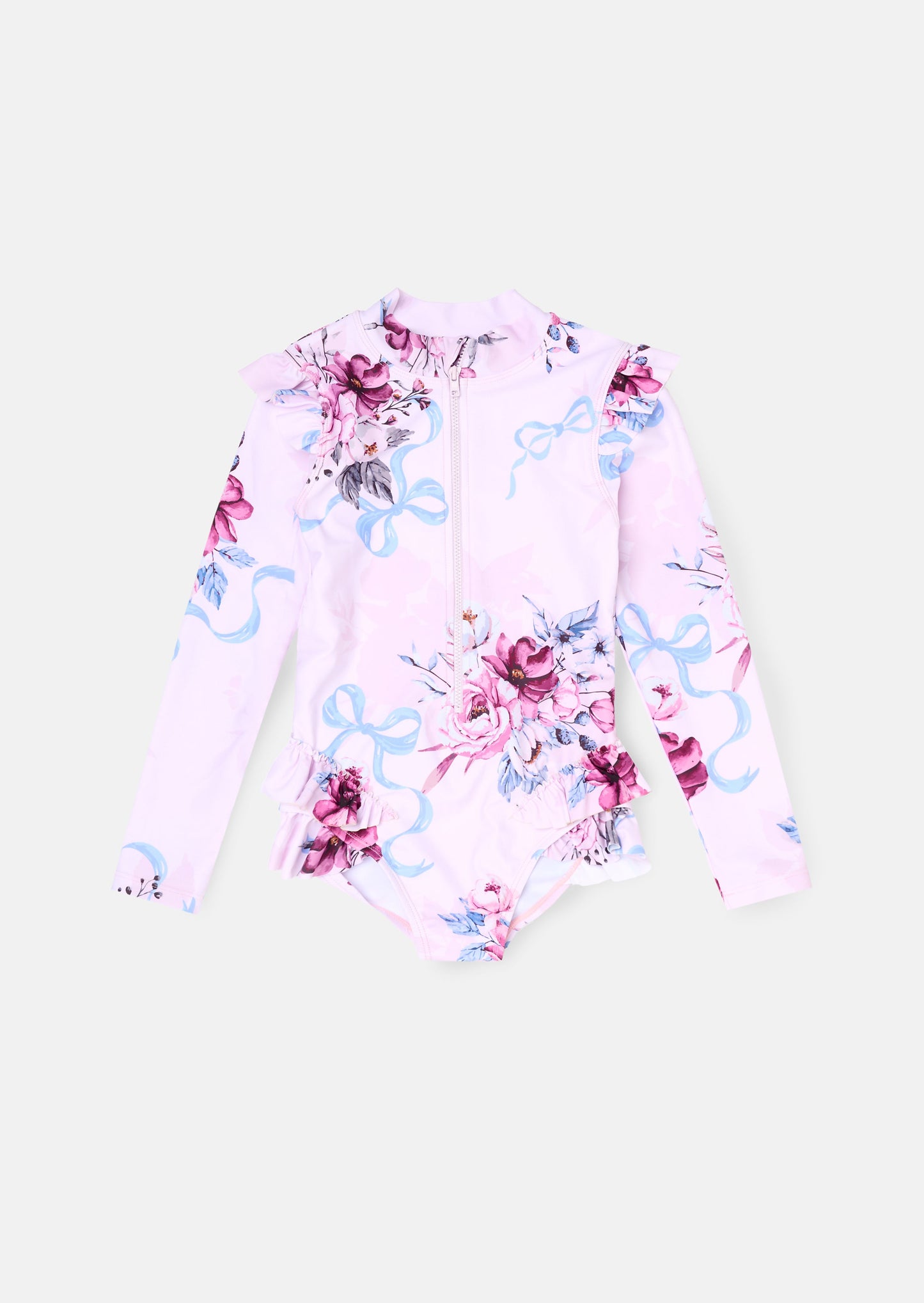 Girls Pink Floral Sunsafe Swimsuit | Angel & Rocket