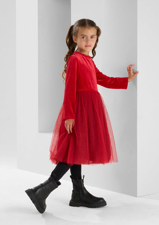 Girls Red Velvet Dress | Angel & Rocket
