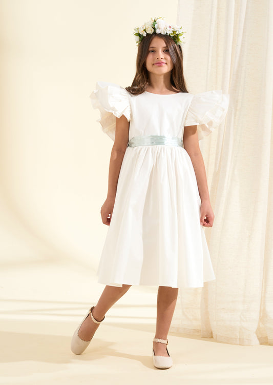 Taffeta Dress Girls | Ruffled Taffeta Dress | Angel & Rocket