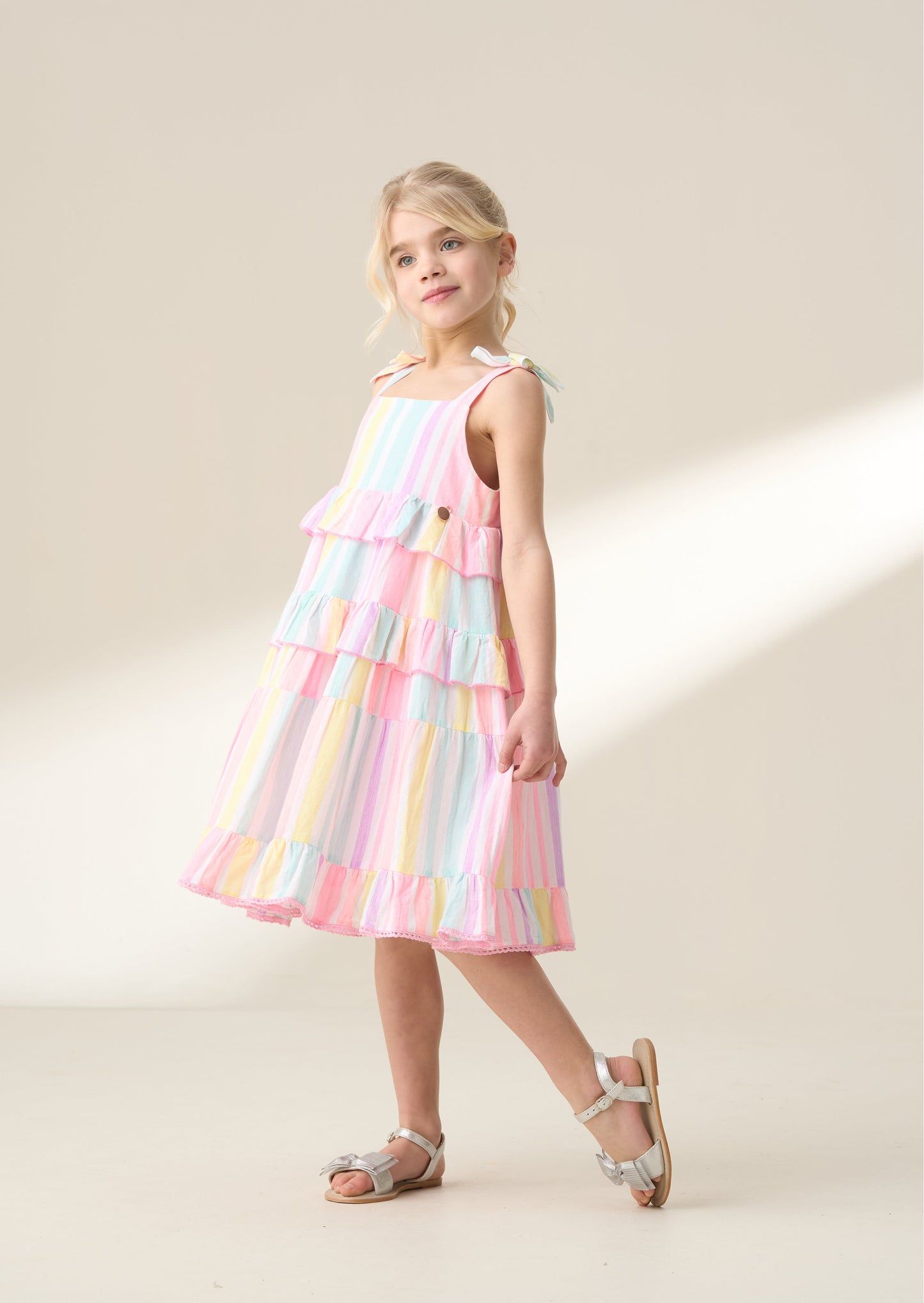 Girls Colourful Pastel Stripe Sundress | Angel & Rocket