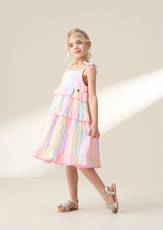 Girls Colourful Pastel Stripe Sundress | Angel & Rocket