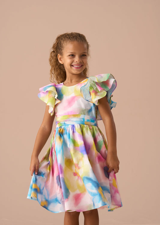Girls Ruffle Sleeve Party Dress | Angel & Rocket