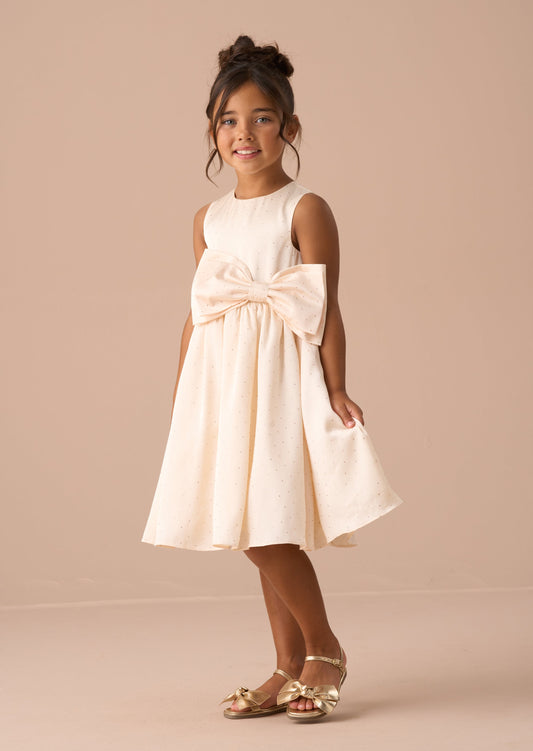 Girls Cream Diamonte Dress | Angel & Rocket