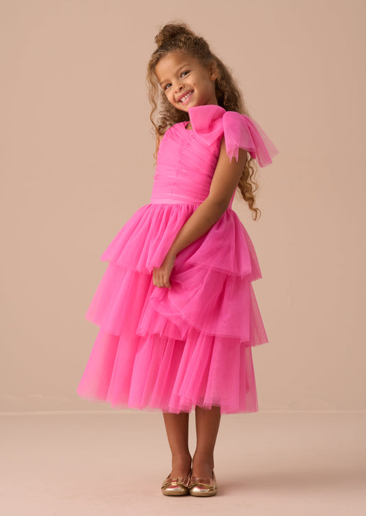 Girls Hot Pink Mesh Dress | Angel & Rocket