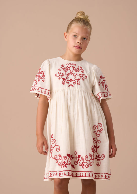 Girls Embroidered Folk Swing Dress | Angel & Rocket