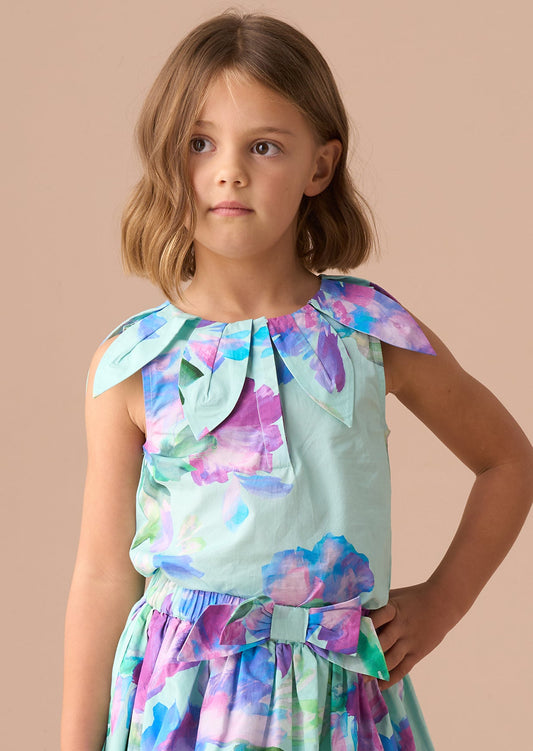 Girls Mint Green Petal Collar Top | Angel & Rocket