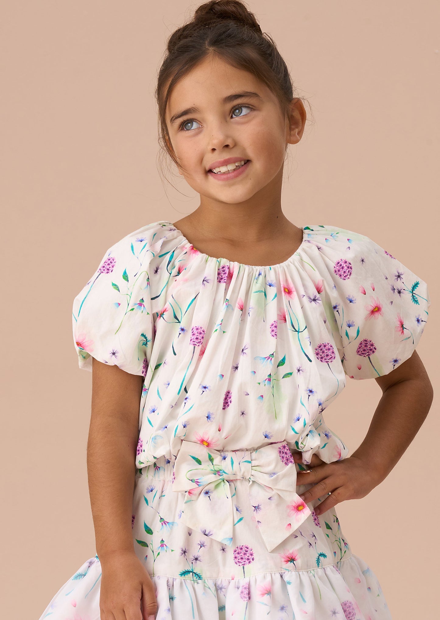 Girls White Bubble Hem Summer Top | Angel & Rocket