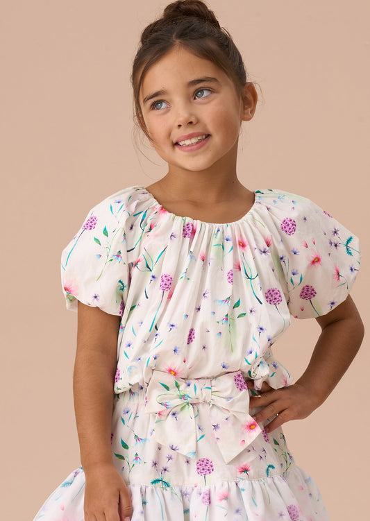 Girls White Bubble Hem Summer Top | Angel & Rocket