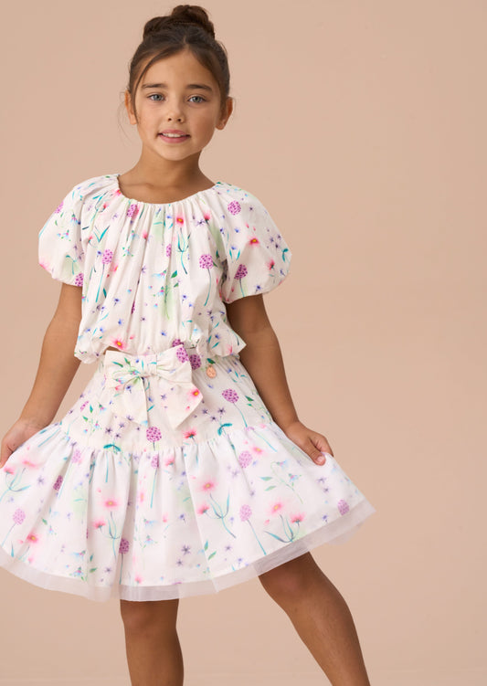 Girls White Bubble Hem Summer Skirt | Angel & Rocket