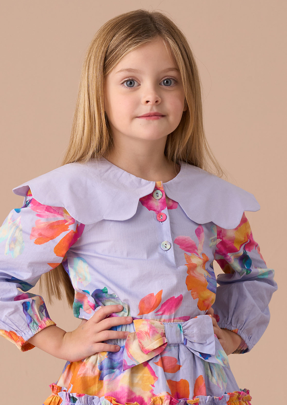 Girls Blue Cape Collar Top | Angel & Rocket