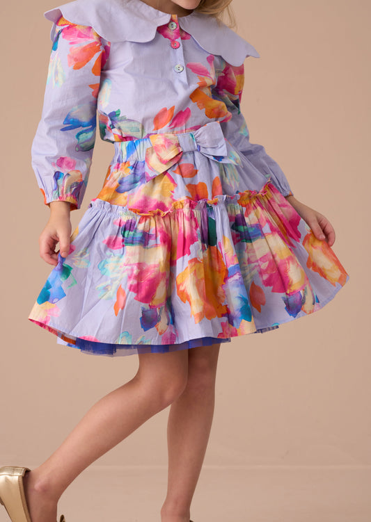 Girls Blue Floral Skirt | Angel & Rocket