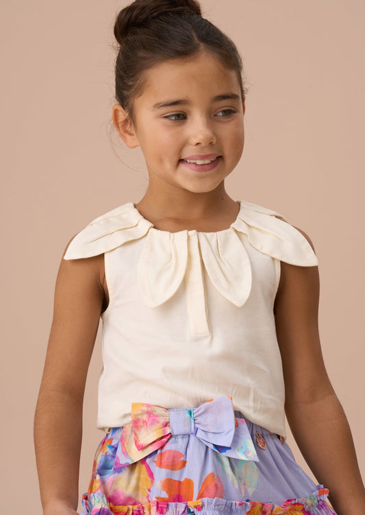 Girls Ivory Petal Collar Summer Top | Angel & Rocket