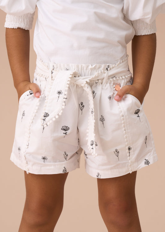 Girls Cream Floral Shorts | Angel & Rocket