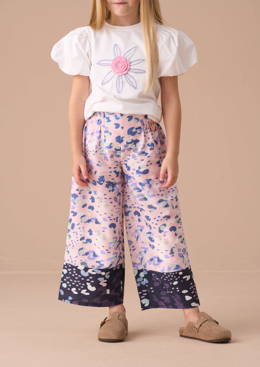 Girls Wide Leg Leopard Print Trousers | Angel & Rocket