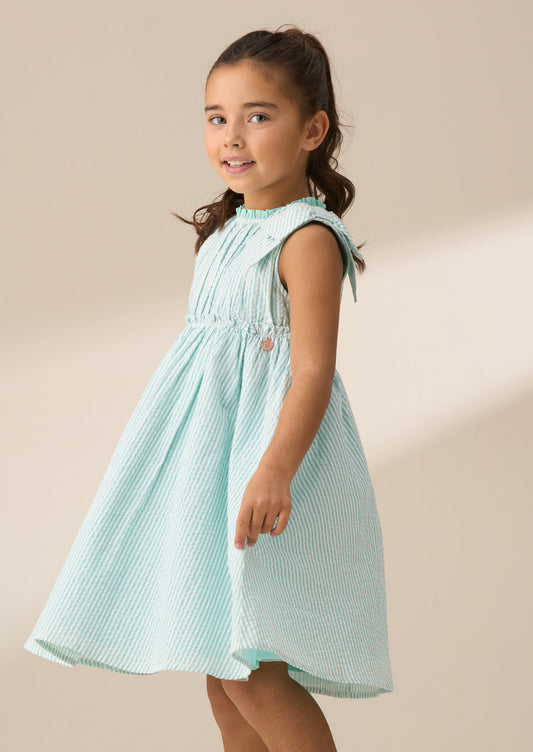 Girls Mint Seersucker Stripe Summer Dress | Angel & Rocket