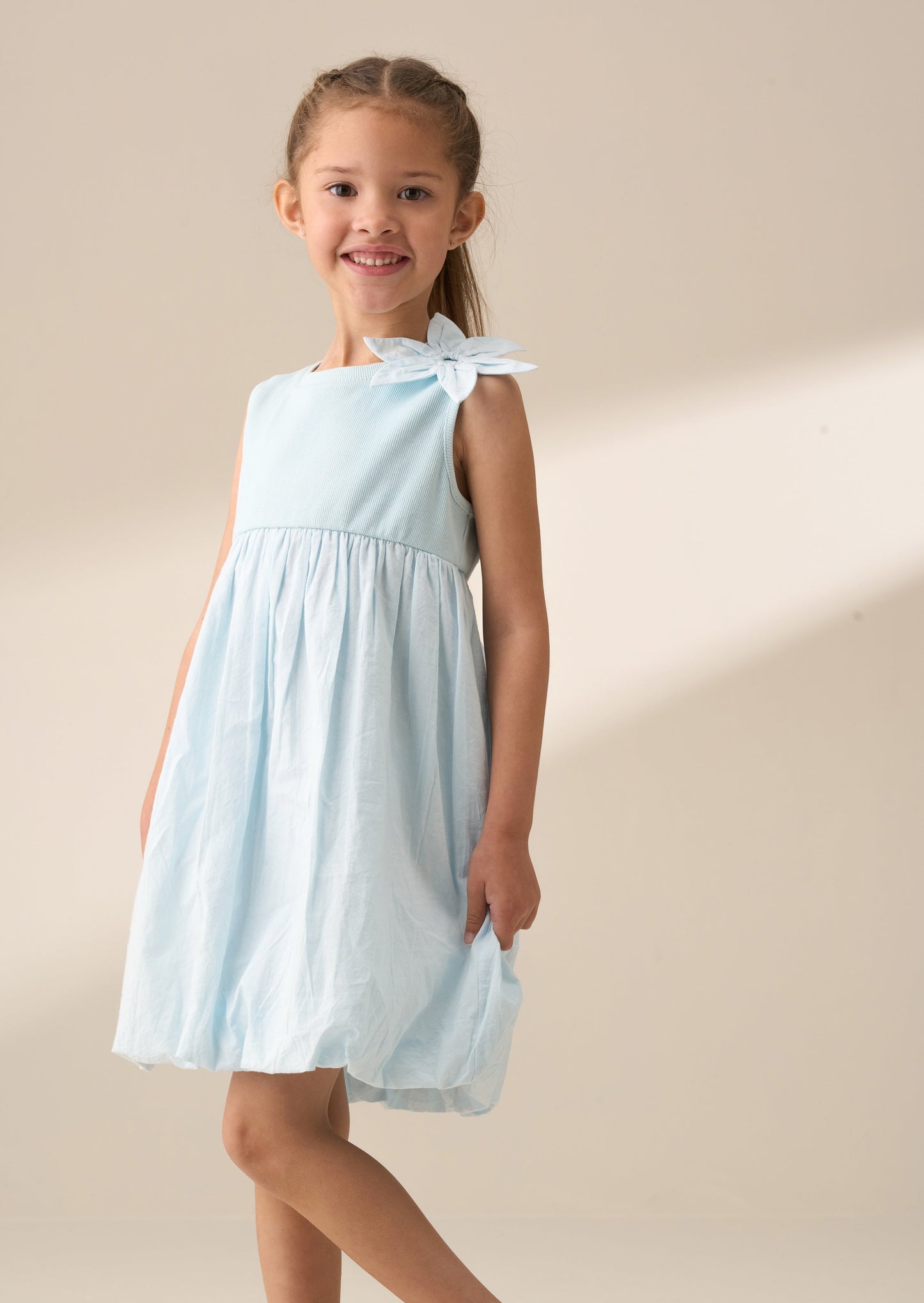 Girls Blue Bubble Hem Dress | Angel & Rocket