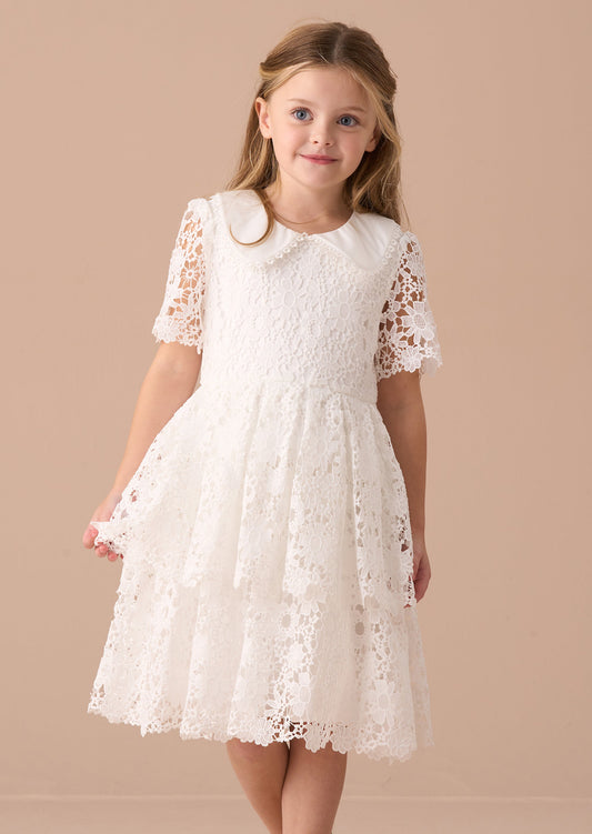 Girls White Lace Occasion Dress | Angel & Rocket