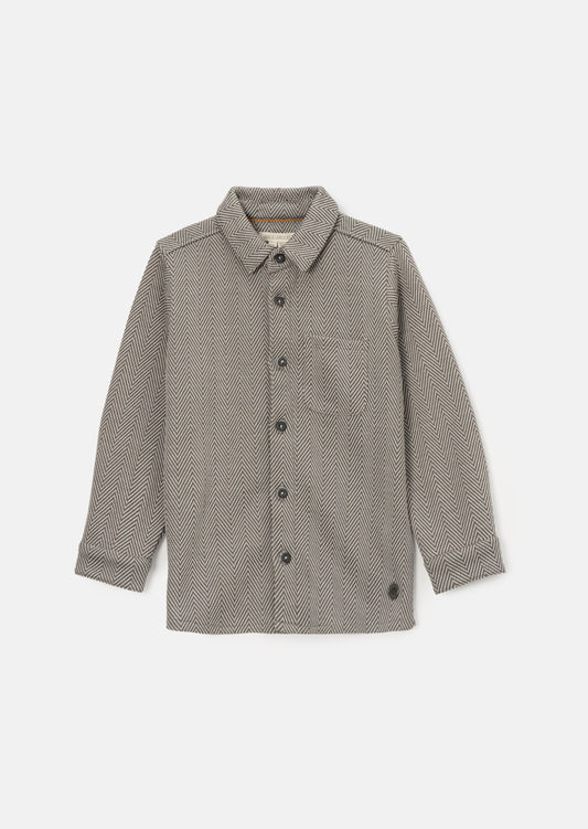 Boys Classic Grey Herringbone Shirt | Angel & Rocket