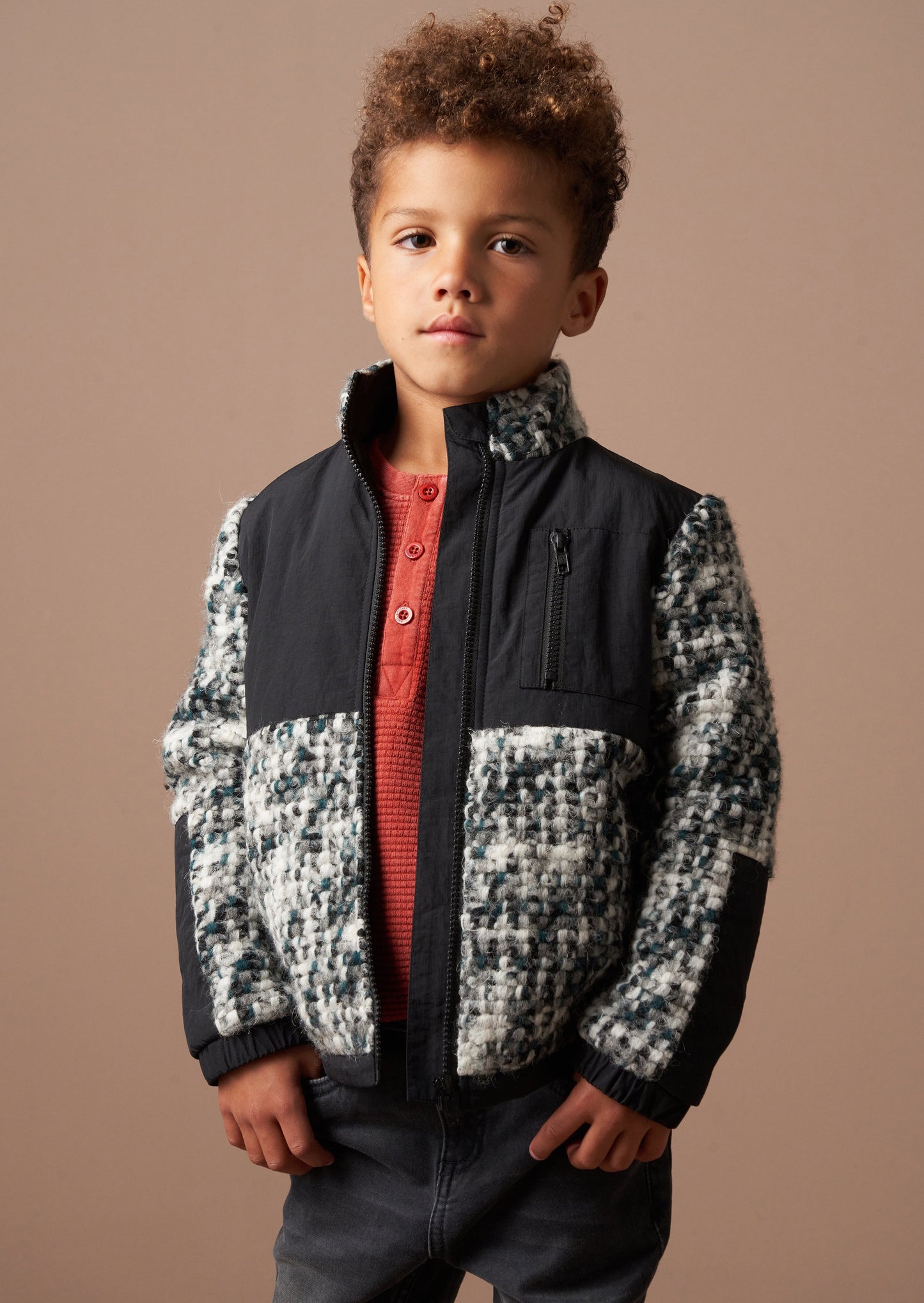 Boys Grey Textured Jacket | Angel & Rocket