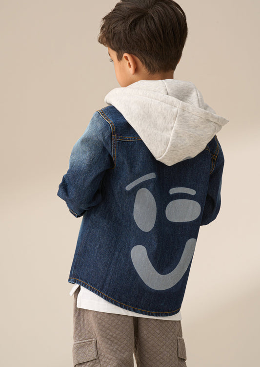 Boys Denim Overshirt with Hood | Angel & Rocket