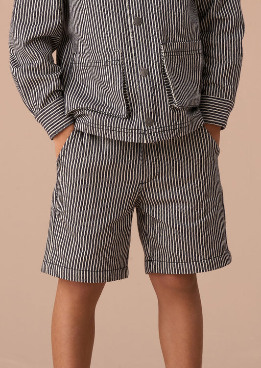 Boys Navy Stripe Casual Summer Shorts | Angel & Rocket