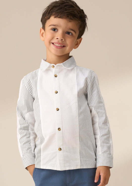 Boys Blue Colour Block Smart Shirt | Angel & Rocket