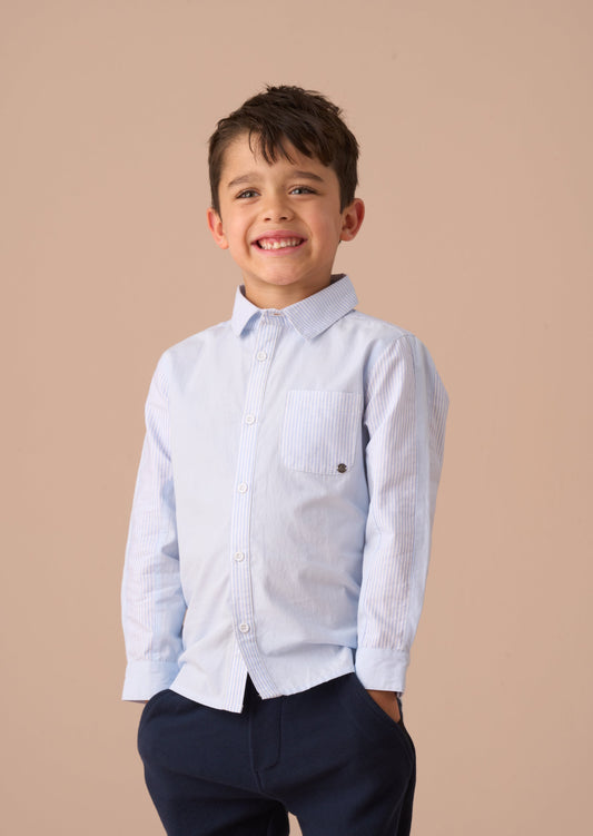 Boys Blue Stripe Shirt | Angel & Rocket