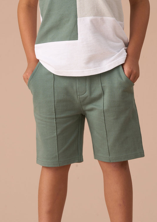 Boys Smart White Colour Block Shorts | Angel & Rocket