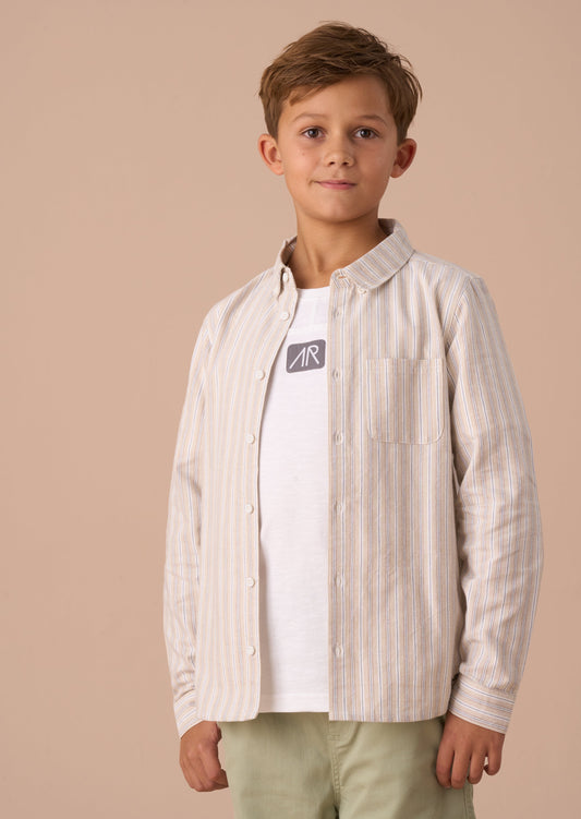 Boys Stone Oxford Stripe Shirt | Angel & Rocket