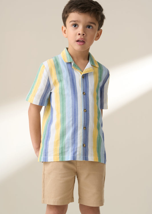 Boys Multicolour Stripe Short Sleeve Summer Shirt | Angel & Rocket