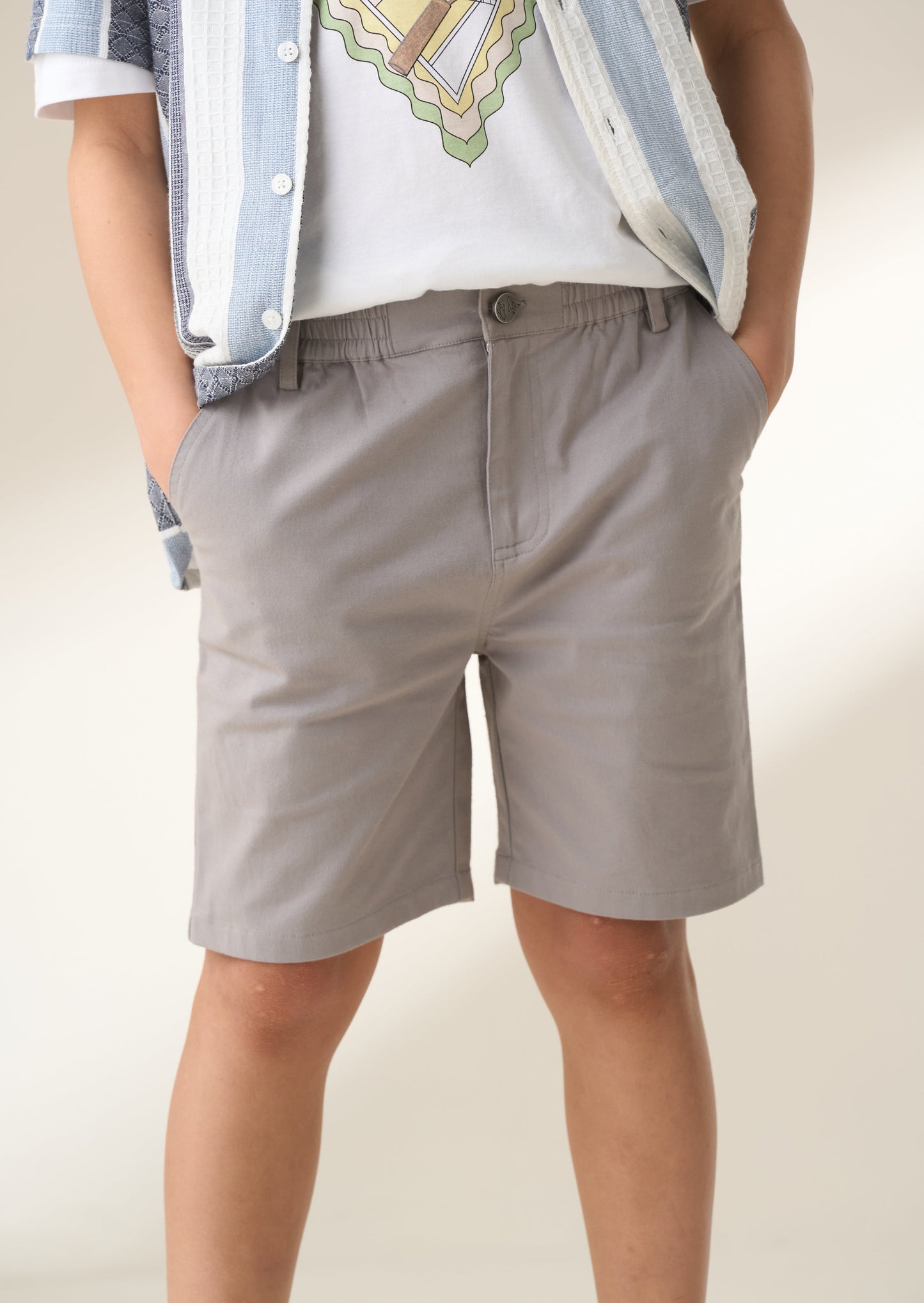 Boys Grey Woven Chino Shorts | Angel & Rocket