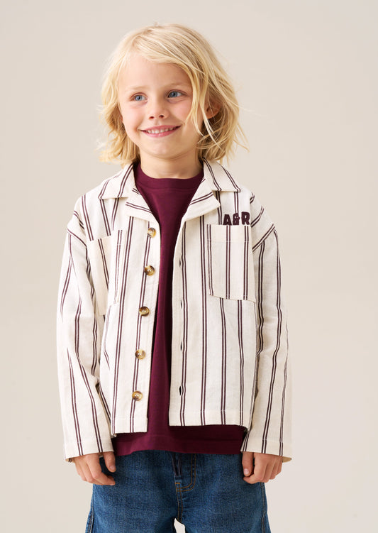 Boys Neutral Stripe Canvas Overshirt | Angel & Rocket