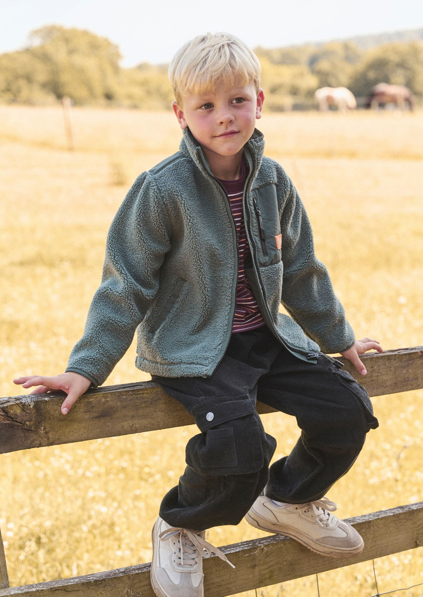 Boys Moss Green Zip Through Sherpa Fleece | Angel & Rocket
