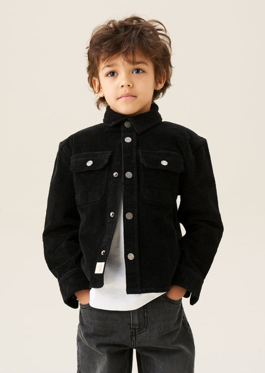 Boys Black Cord Shirt | Angel & Rocket