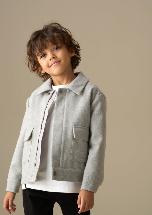 Boys Grey Varsity Jacket | Angel & Rocket