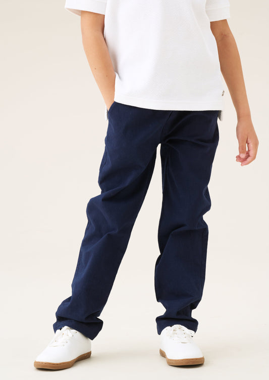 Boys Navy Cotton Twill Trousers | Angel & Rocket