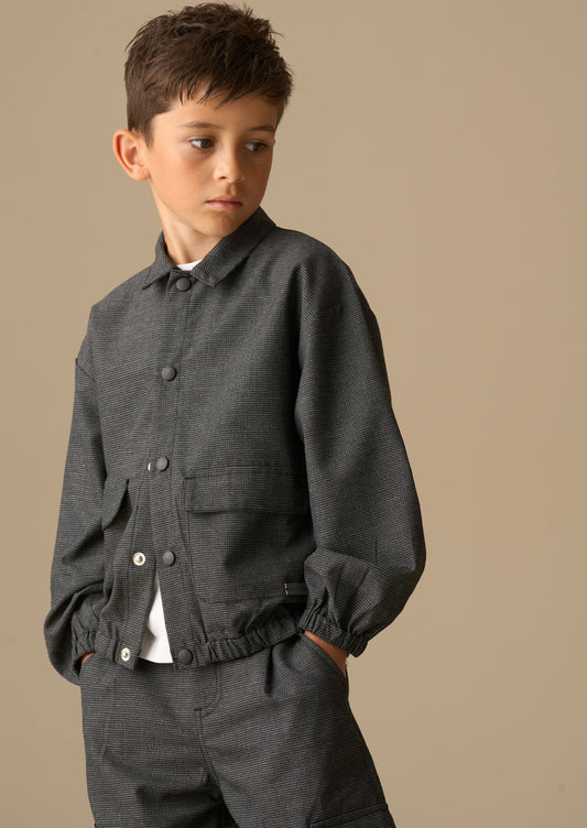 Boys Grey Pinstripe Overshirt | Angel & Rocket