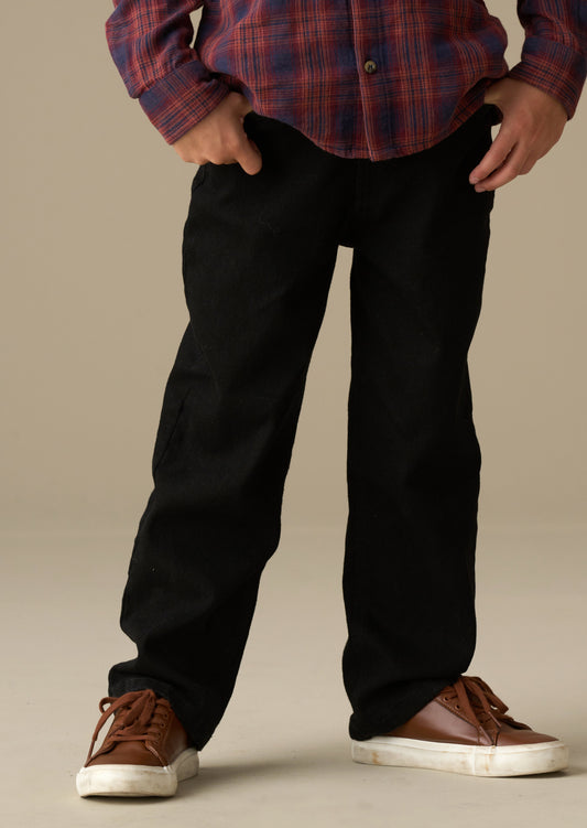 Boys Black Straight Leg Cord Trousers | Angel & Rocket