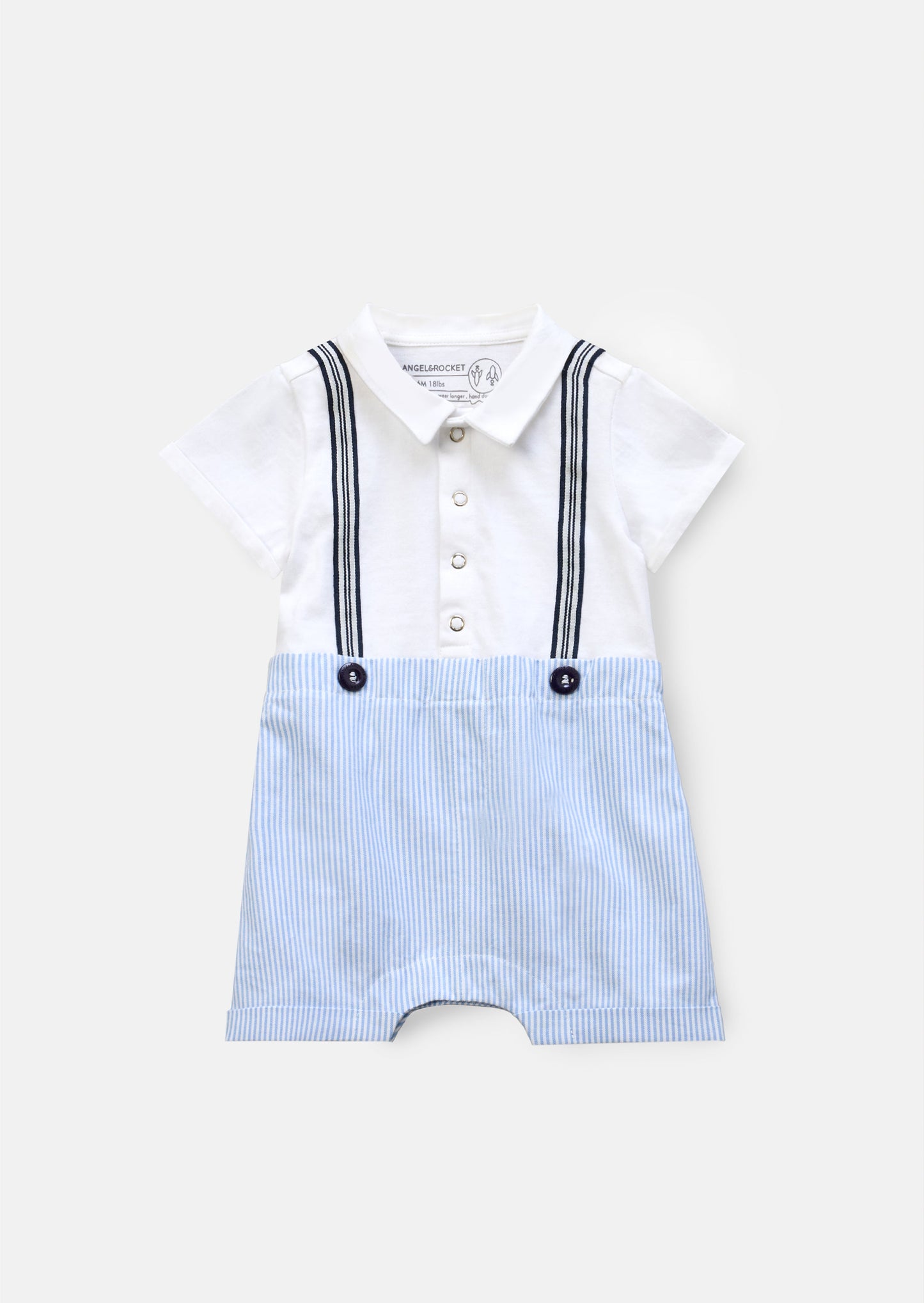 Baby Boy Blue Smart Jersey Shortie | Angel & Rocket
