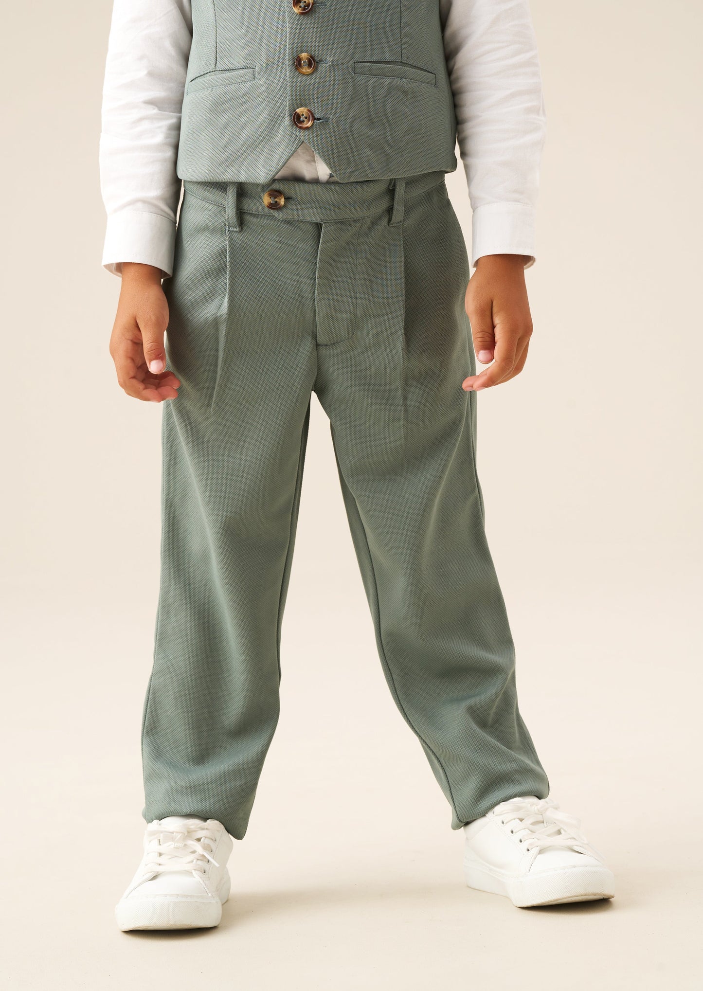 Boys Sage Green Smart Suit Trousers | Angel & Rocket