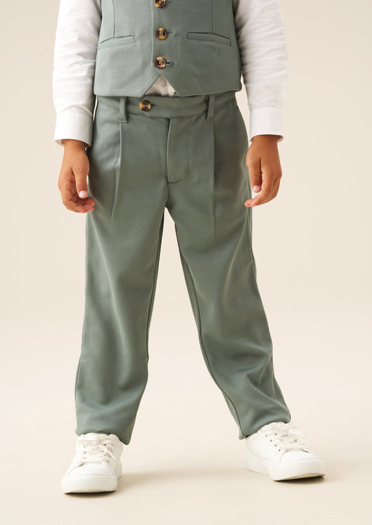 Boys Sage Green Smart Suit Trousers | Angel & Rocket