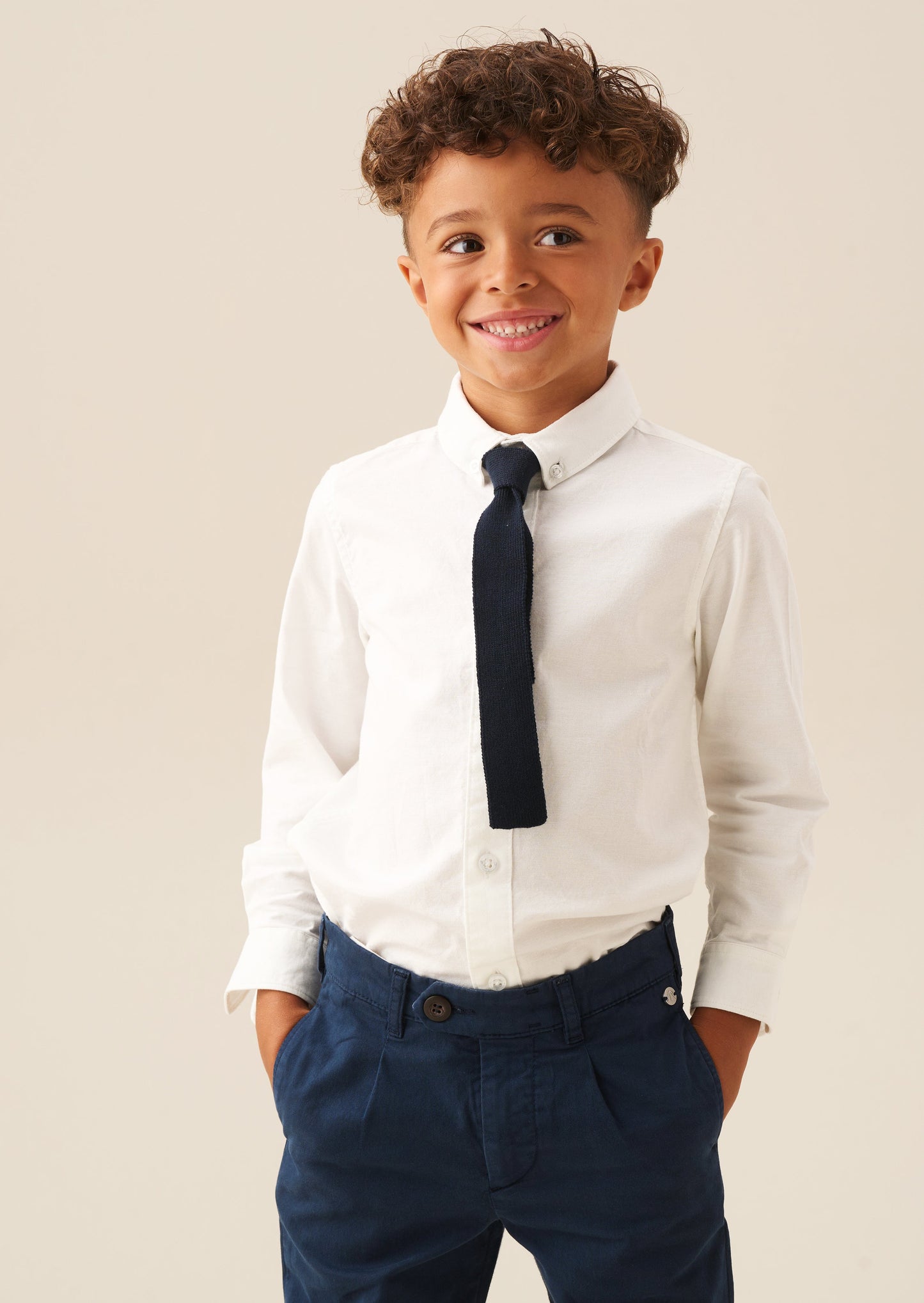 Boys Classic White Oxford Shirt & Tie Set | Angel & Rocket