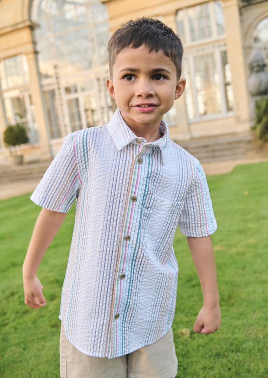 Boys Stripe Seersucker Shirt | Angel & Rocket