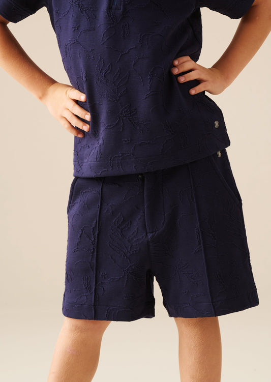 Boys Navy Jacquard Shorts | Angel & Rocket
