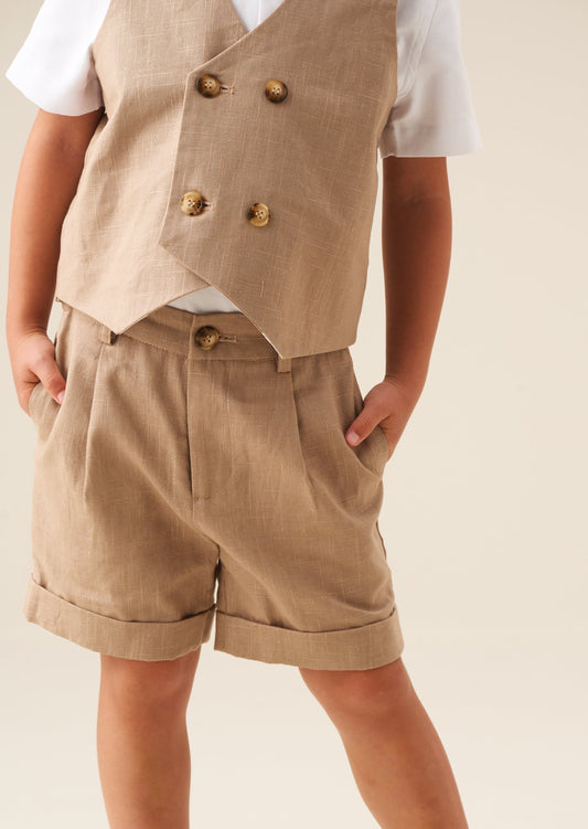 Boys Linen-Blend Summer Suit Shorts | Angel & Rocket