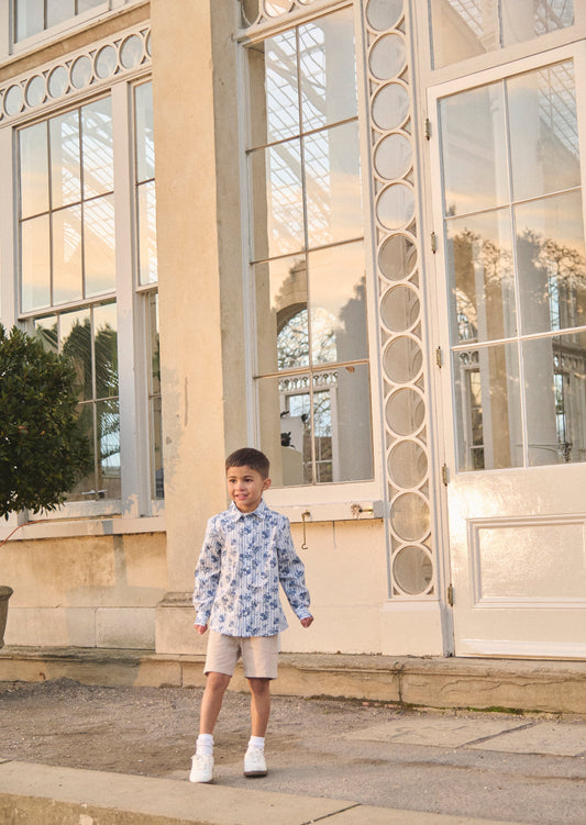 Boys Stripe Floral Party Shirt | Angel & Rocket