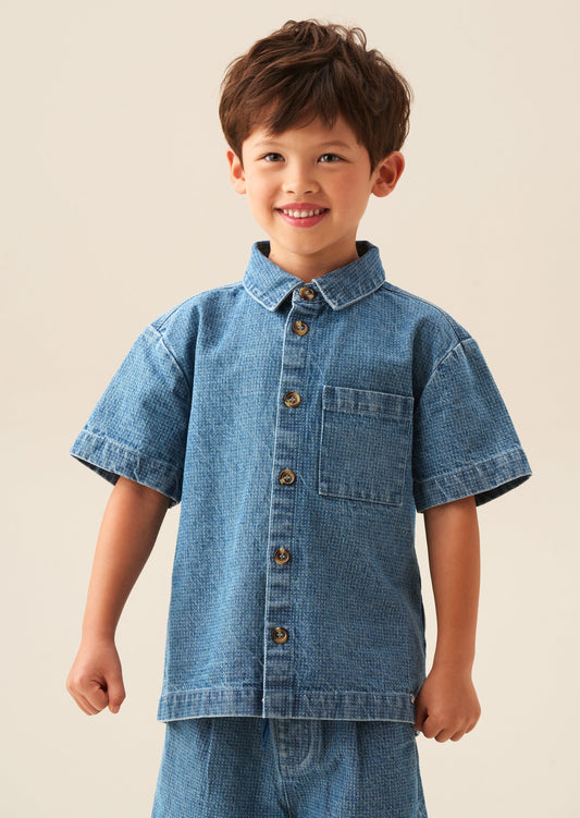 Boys Jacquard Denim Shirt | Angel & Rocket
